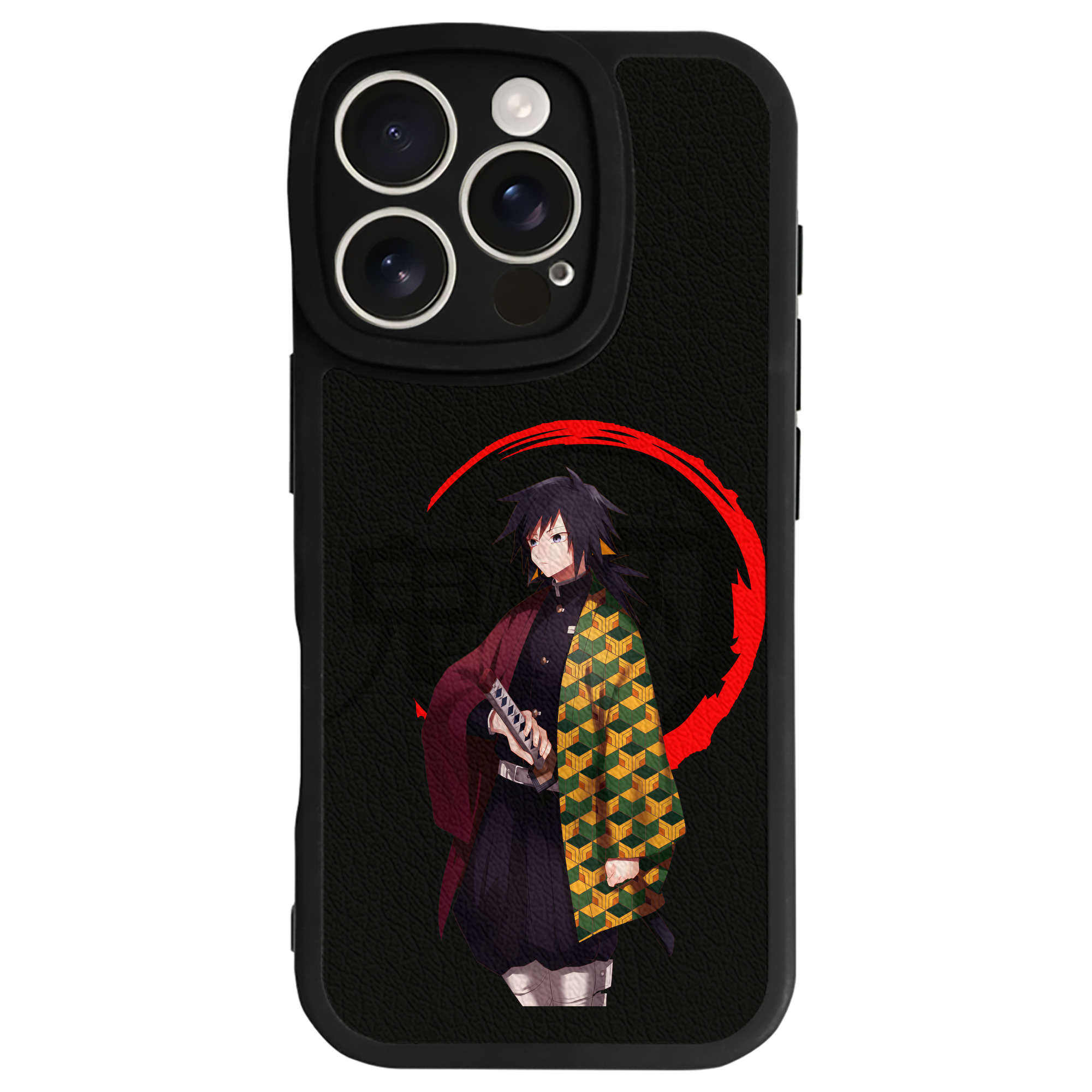 （画像用） 鬼滅の刃（きめつのやいば）水柱-冨岡 義勇／とみおか ぎゆう Tomioka Giyuu 【iPhone 16シリーズ対応】シリコンスマホケース（レザー調） 材質：シリコン